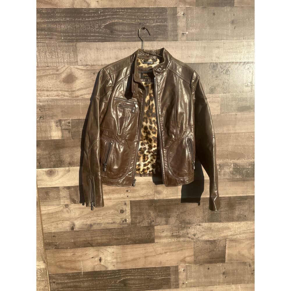 Chocolate Brown Leather Jacket Laundry by Shelli Segal